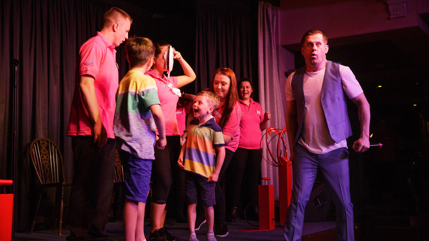 Kids Crew member gets a custard pie in the face